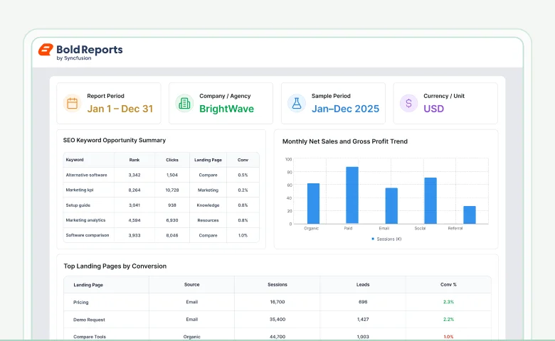 Online marketing report template