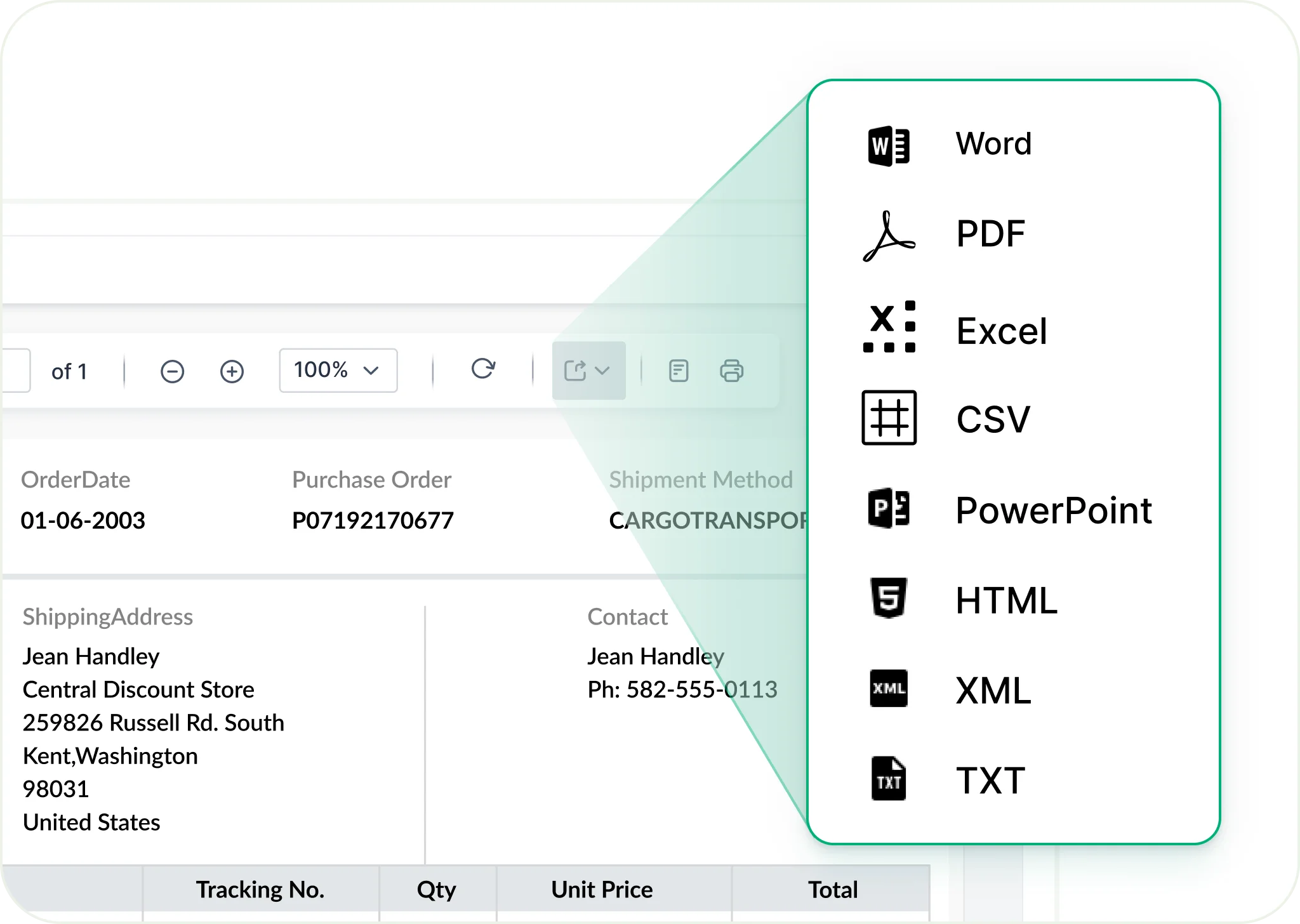 Multiple export formats