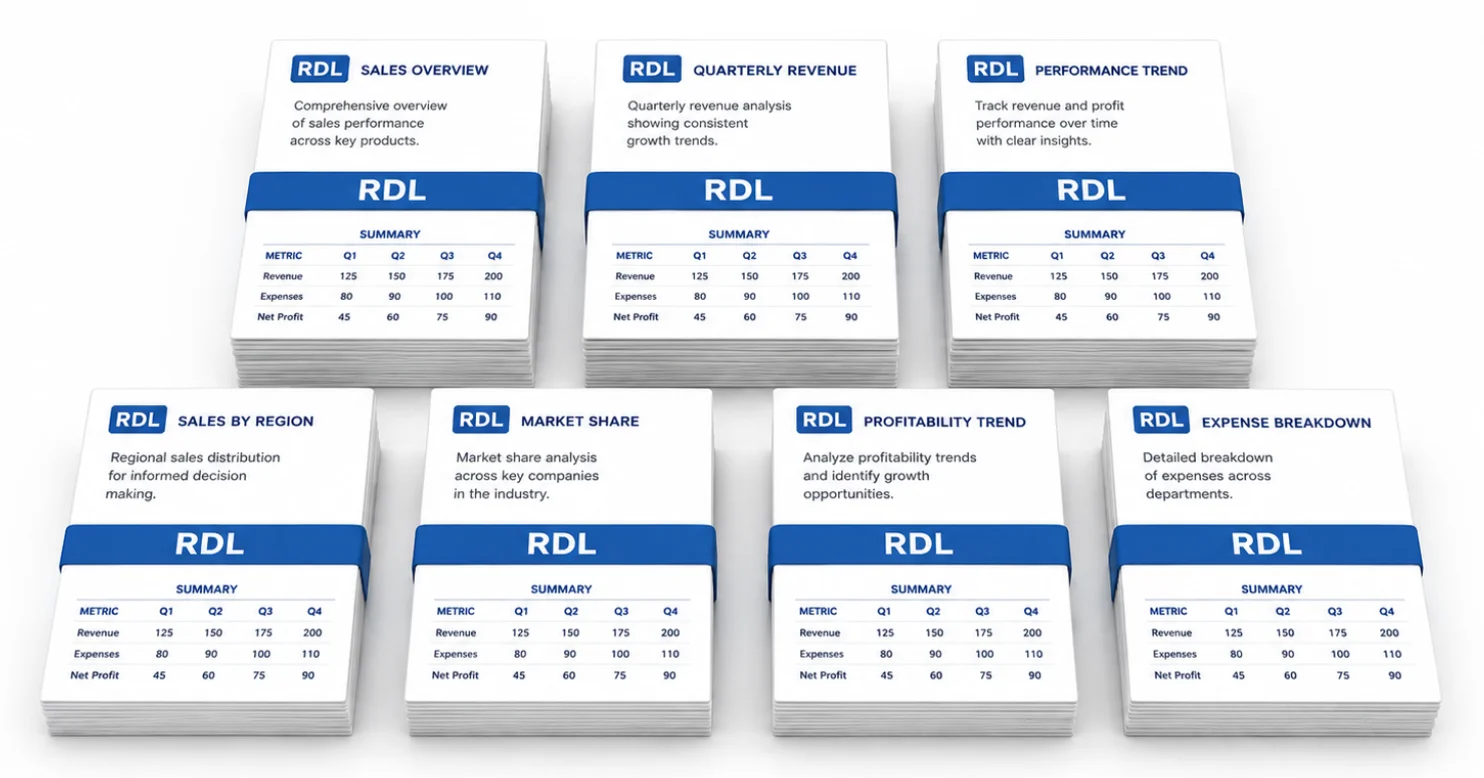A representation of thousands of existing SSRS RDL reports